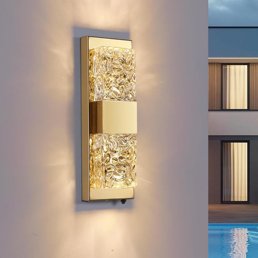 14.2" Dusk to Dawn Exterior Wall Light, 12W LED, Gold