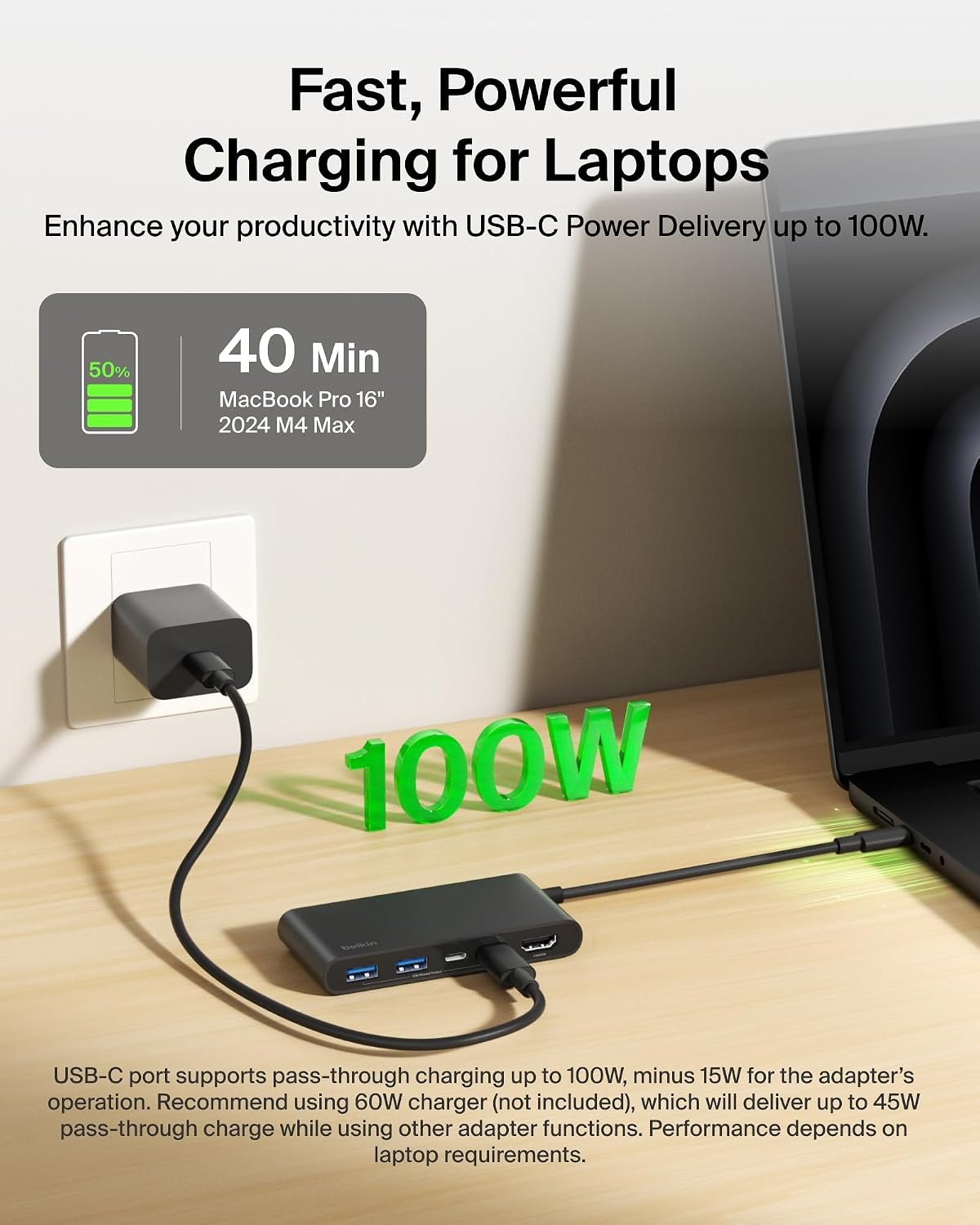 Belkin USB-C Hub 5-Port 4K HDMI 2.0 100W PD for MacBook, iPad & laptops