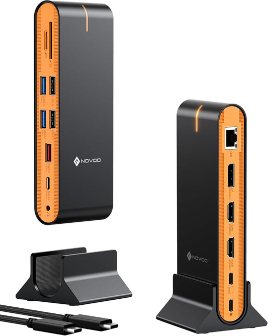 NOVOO 15 in 1 Laptop Docking Station Dual Monitor, 8K DP & Dual 4K HDMI