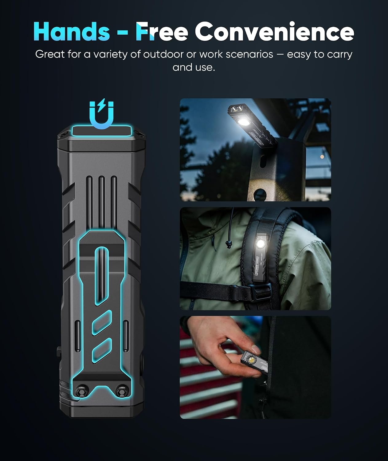 ZF8329 Rechargeable EDC Flashlight, 1000Lumens LED Flashlight Rechargeable with Turbo Mode, Small Flashlight with Magnetic Base & Clip, Pocket Flashlight for Home, Camping and Emergencies