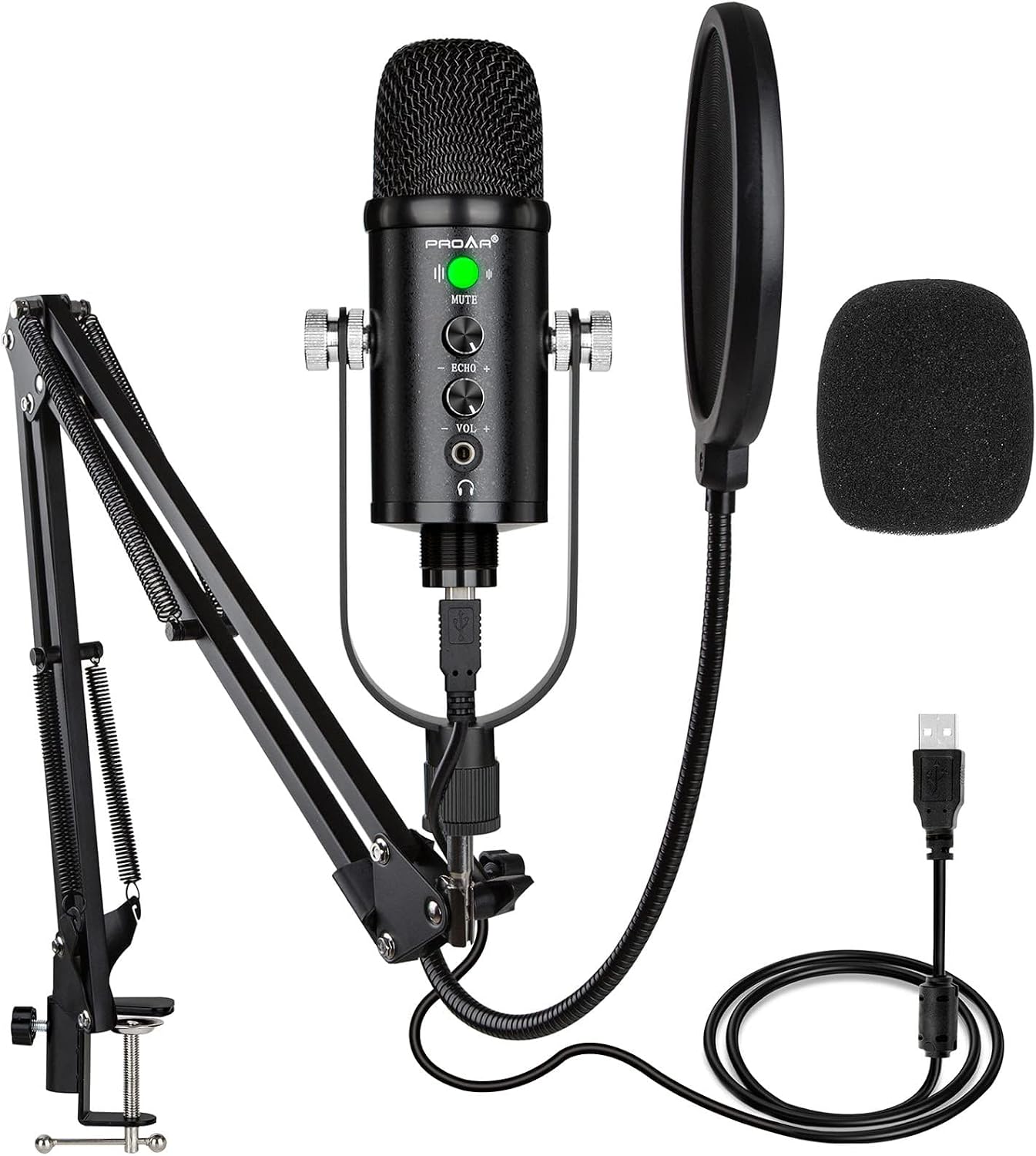 USB Condenser Microphone Kit with Desktop Stand and Phone Adapters | Plug-and-play podcast mic kit for PC and phone, for gaming, streaming and recording. Cardioid pickup keeps voices clear.
