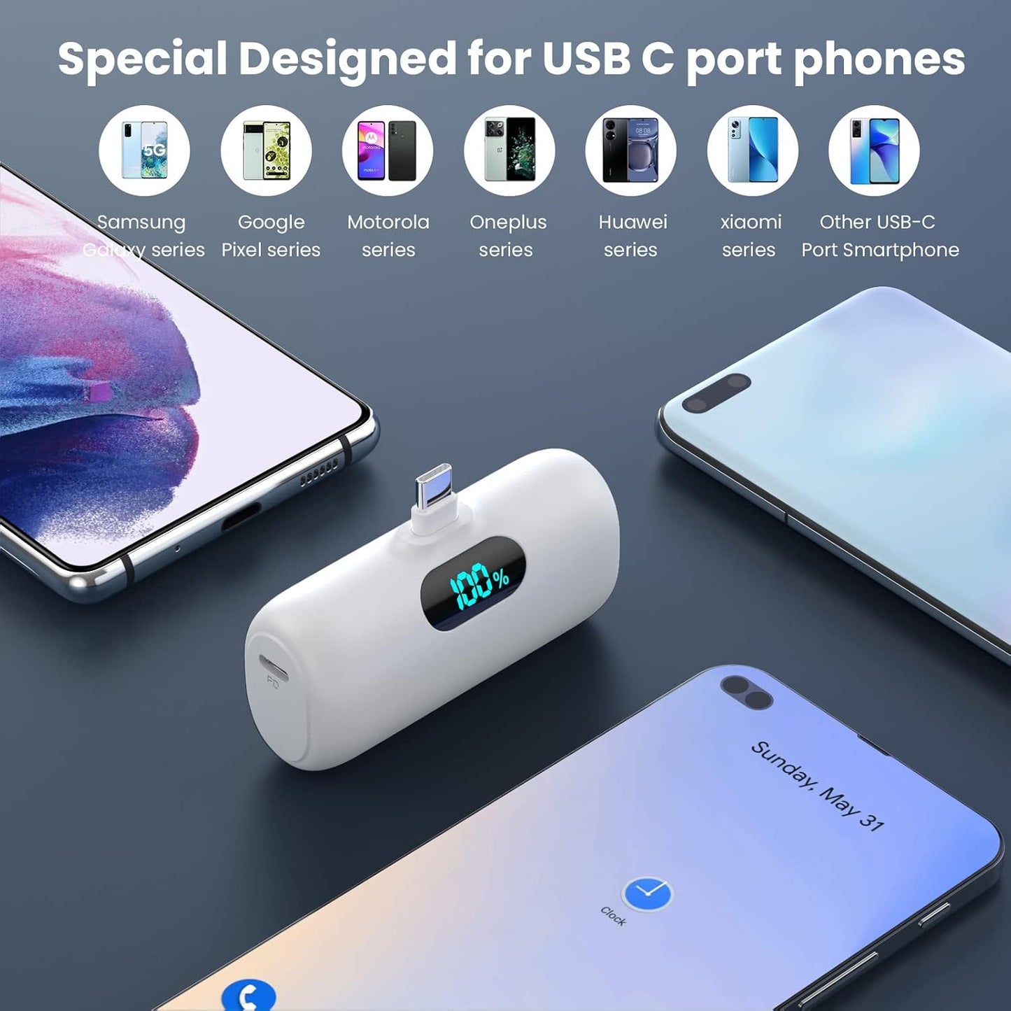 [2-Pack]Portable Charger for iPhone 17/16/15,Mini Power Bank 5000mAh PD USB C Portable Phone Charger,Travel Essential Battery Pack for iPhone 17/17 Air/16/16 pro/15/15 pro Max/Android/Samsung/Moto/LG