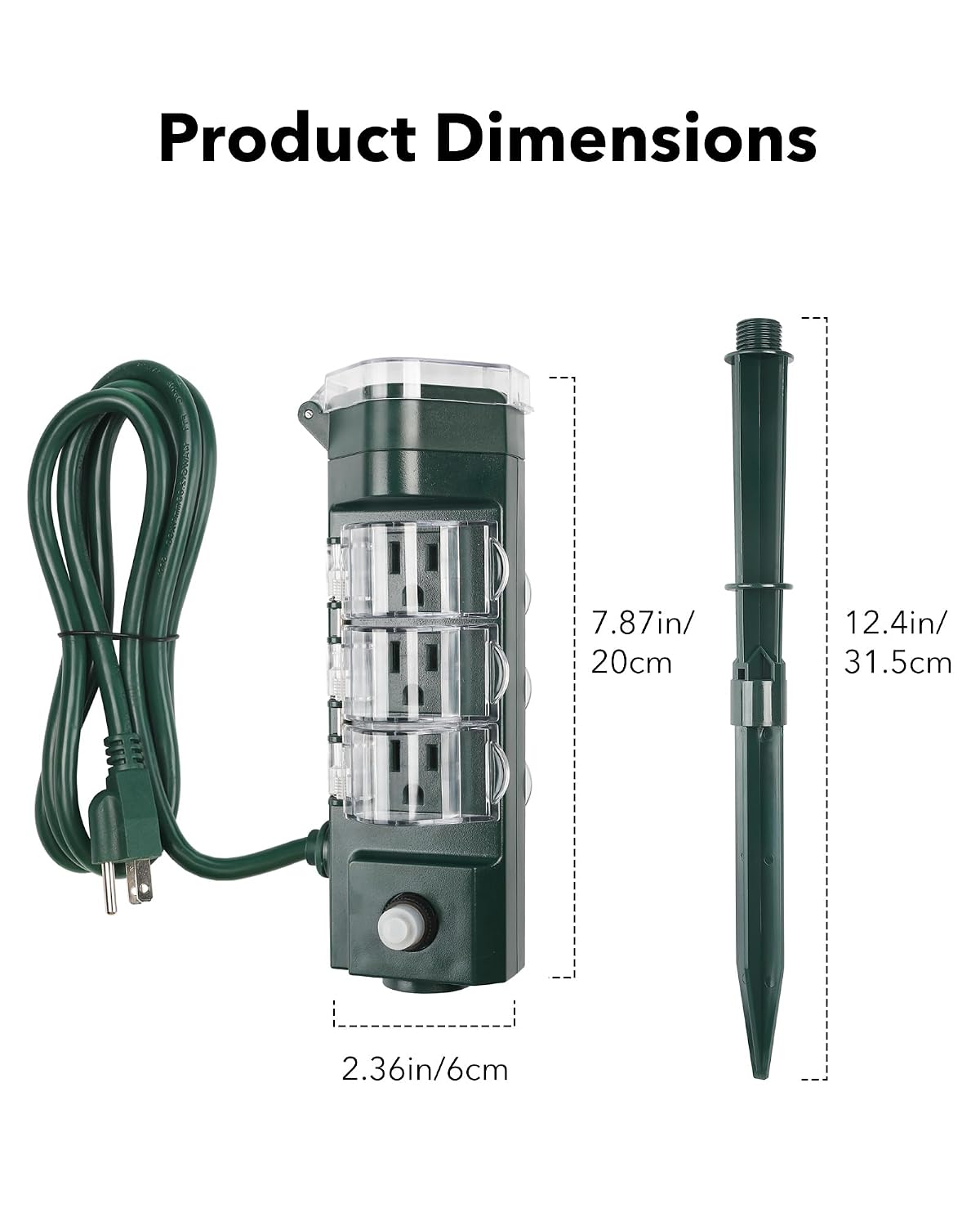 HBN Outdoor Smart Plug Timer,6 Outlets,WiFi Power Stake 6 Ft Cord