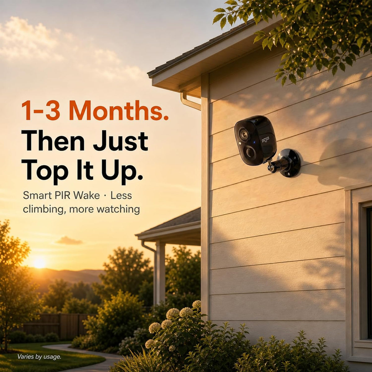 Dzees 3MP 2K Wireless Outdoor Security Camera, Battery Powered, IP66