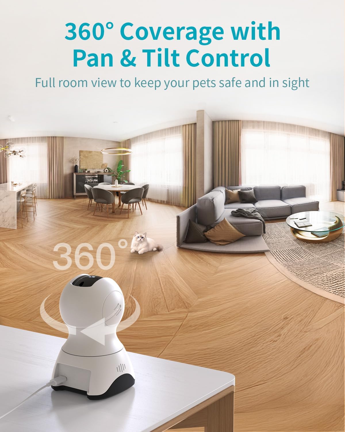 VIMTAG 2.5K 4MP Pan/Tilt Indoor Camera for Pet/Dog/Cat/Baby/Nanny/Home Security with Phone APP, Motion Tracking, Night Vision, 2-Way Audio, AI Detection, 5G/2.4GHz WiFi, Cloud & SD Card, Works w/Alexa