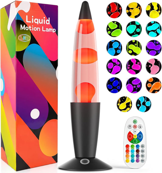 Wankeer 17 Color Changing Liquid Motion Lamp, 13.5 Inch RGB LED Night Light with Remote & Timer for Kids Adults, Ambient Mood Light Table Lamp for Relaxing & Bedroom, Living Room, Office, Home Docor