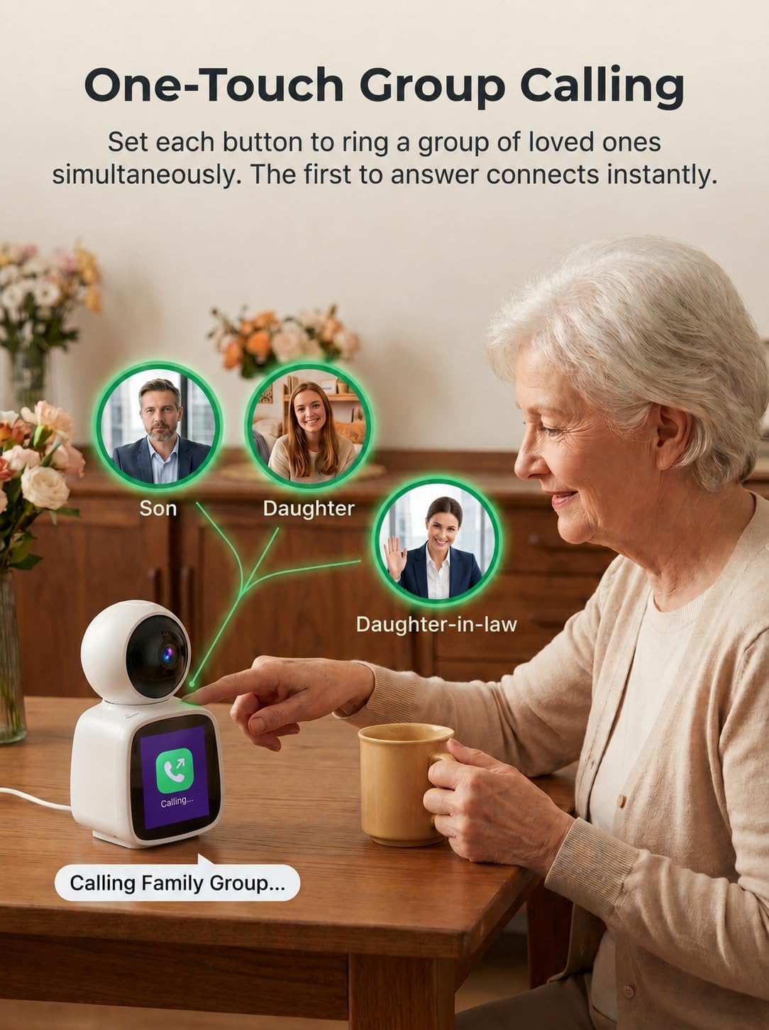 SYMYNELEC Elderly Monitoring Camera with Screen, One-Touch Video Calling