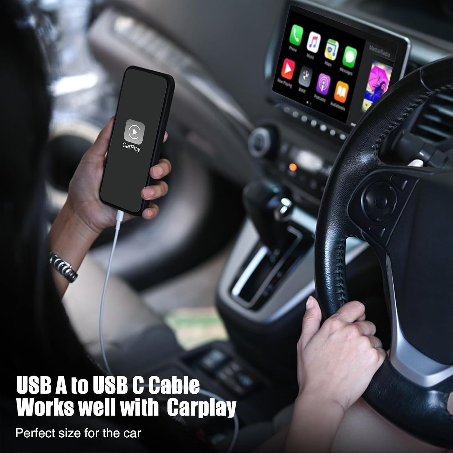Car Carplay Cable for iPhone 17 16 15 Pro Plus Pro Max Air，3-Pack [3.3FT+3.3FT+6FT] USB A to USB C Cable for iPhone 17 16 15，for iPad Pro/Air/Mini，for Galaxy S25 S24，for MacBook Pro/Air and More