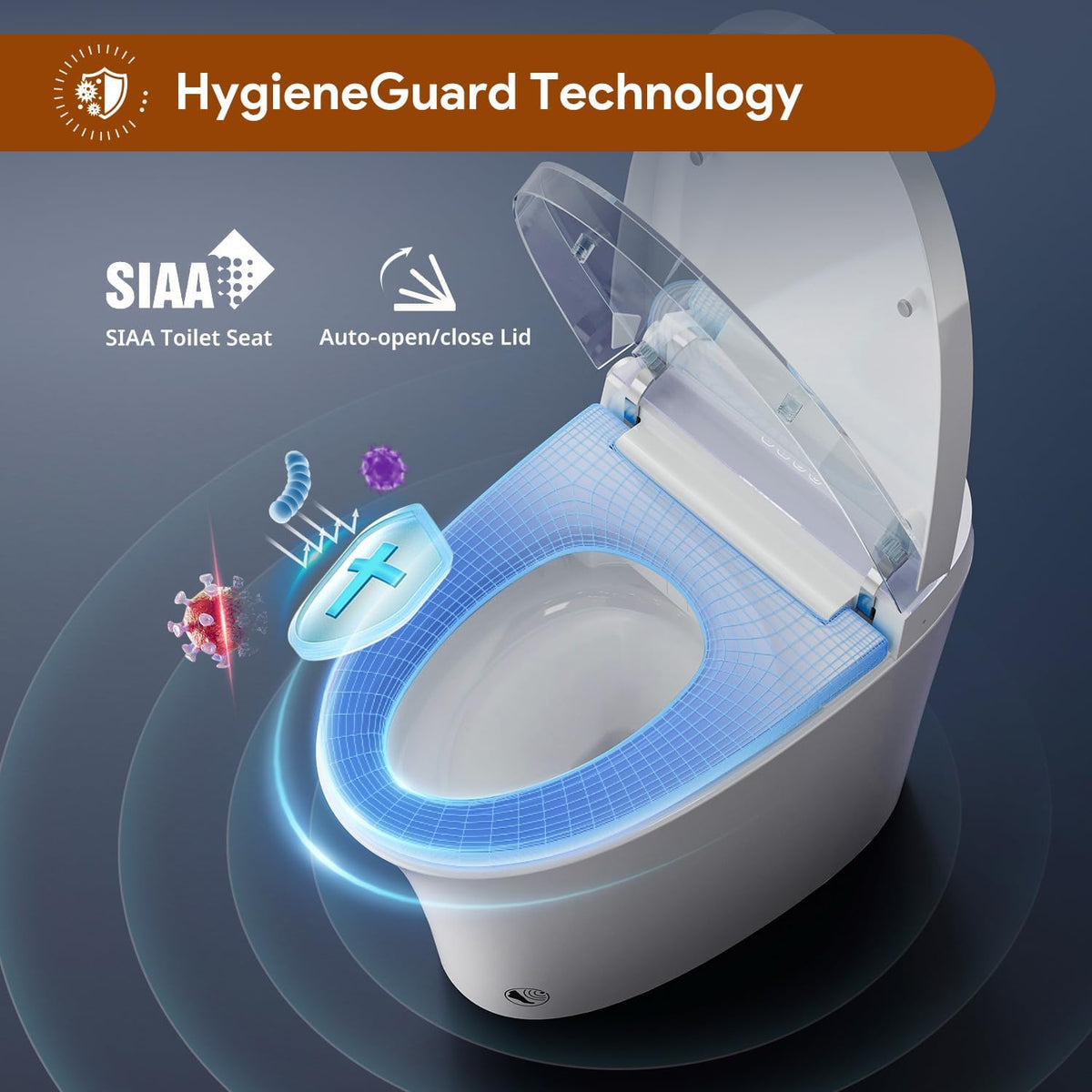 Uncle Brown ST12U Smart Toilet, ADA Height Bidet Toilet with Auto Open & Close Lid, 1000g MaP Flush Score, Foam Shield, PlasmaClean Technology, Hygienic Water Cleanse, Heated Seat & Warm Air Dryer