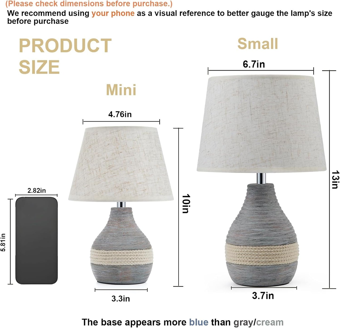 13" H Small Rechargeable Cordless Ceramic Table Lamp, Coastal | Remote Control RGB, Warm White Light, Timer, Dimmer, Battery Operated Lamp for Bedroom, Living Room, Kitchen, Linen Shade