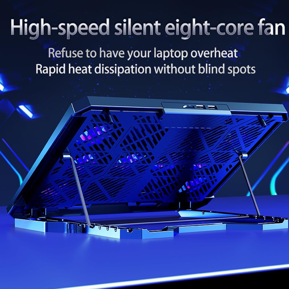 Laptop Cooling pad for Dell Latitude 3340 Gaming laptops, Laptop Cooler with 8 Fans, Adjustable Speed, 5-Level Height Adjustment, Mute Silent,Built-in Phone Stand