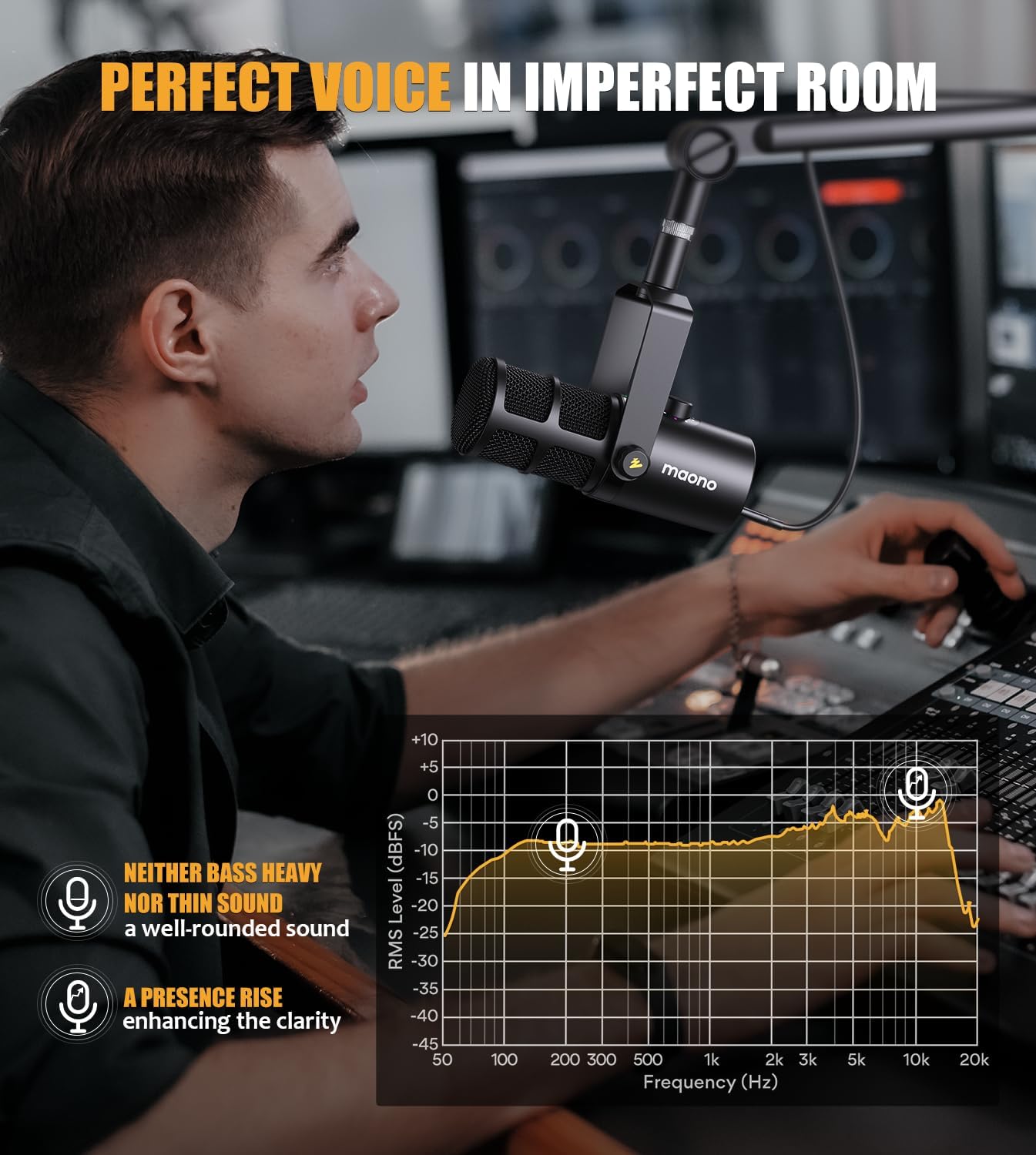 MAONO PD400X Dynamic Microphone, USB/XLR Podcast PC Mic with Software | EQ,Tap-to-Mute, Headphone Jack, Gain Knob & Volume Control, Studio Mic for Broadcast, Recording, Streaming & Gaming