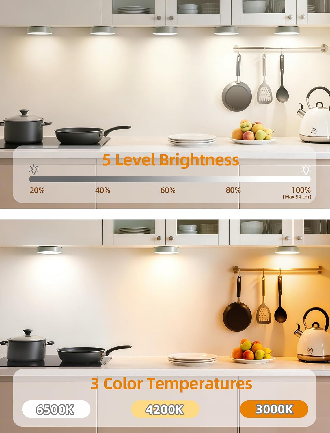 6-PACK Led Puck lights Closet Lights Motion Sensor Cabinet Lights Grey