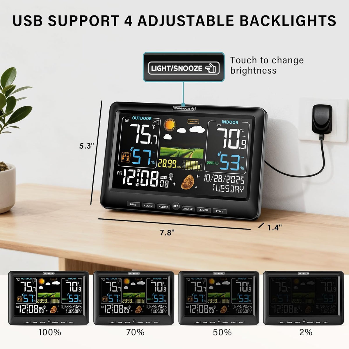 BluSon Weather Station Wireless Indoor Outdoor Thermometer with 2 Sensors
