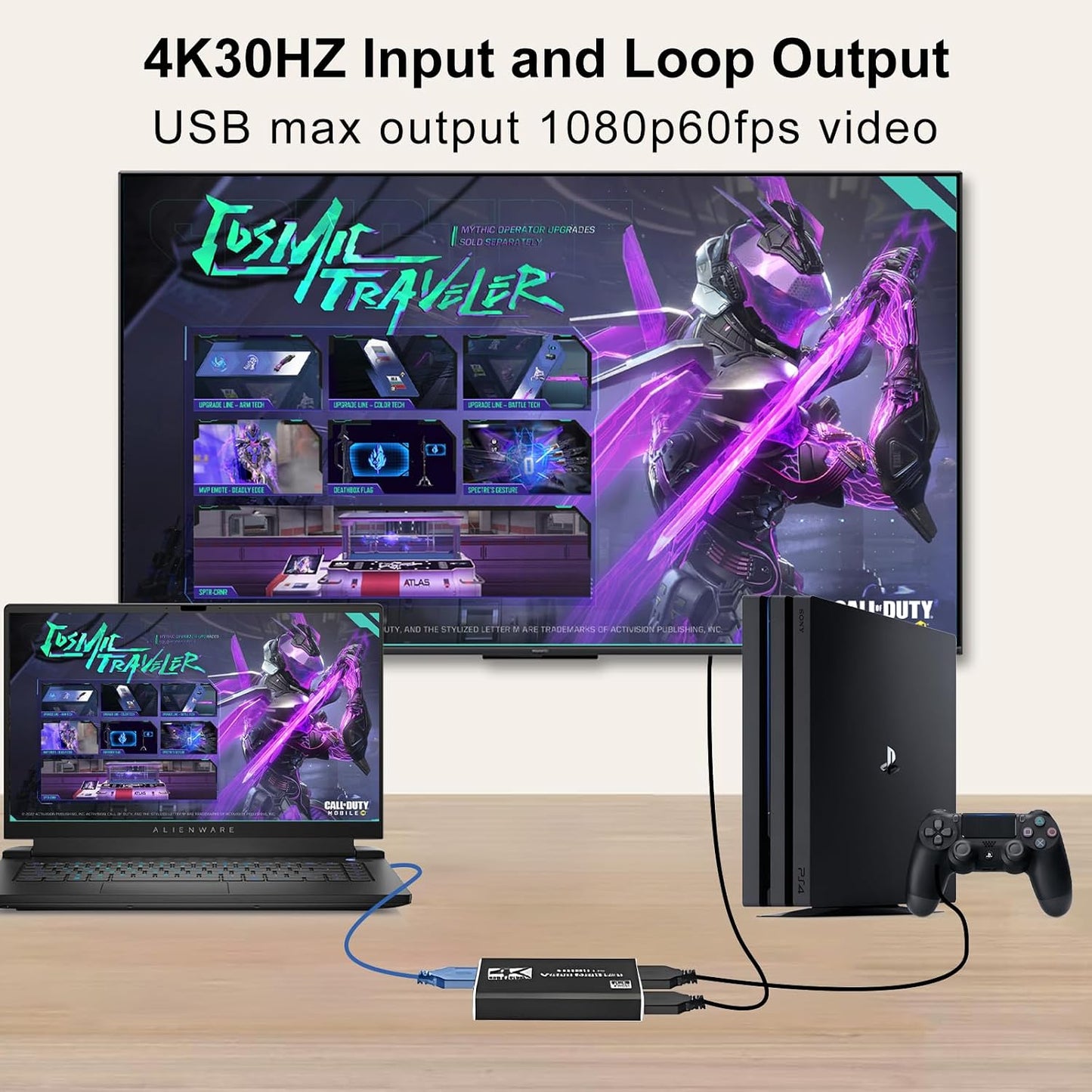 4K Capture Card Game Capture Card 1080P 60FPS for Streaming | Capturadora De Video For Game Recording Live Streaming Broadcasting Supports Microphone Input and 3.5MM Headphone Output