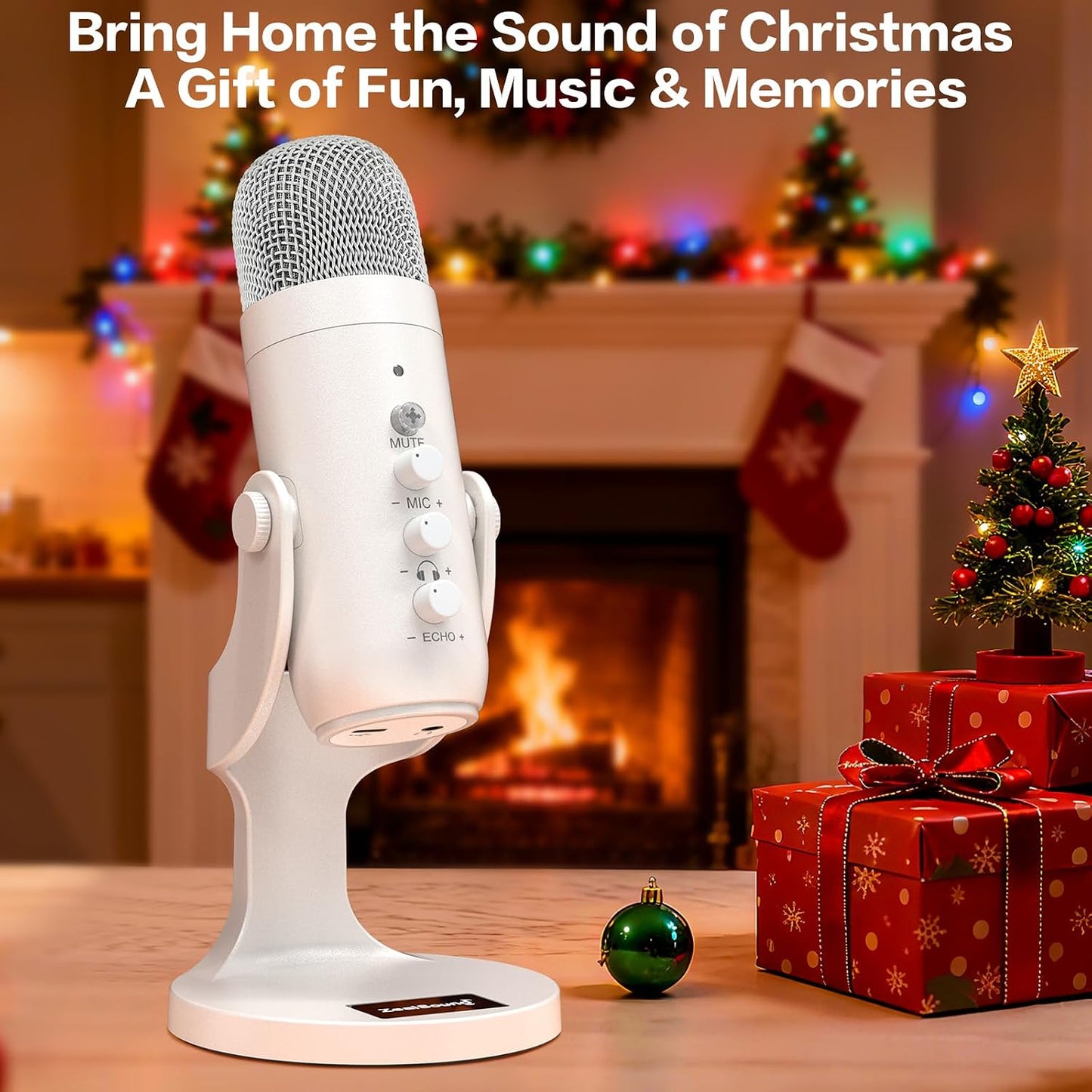 ZealSound Podcast Microphone for iPhone PC & Android, Noise Cancellation Mic with Gain Knob, Volume Adjustment & Mute Button, Monitor & Echo, for ASMR Podcasting Recording YouTube & TikTok - K66 White