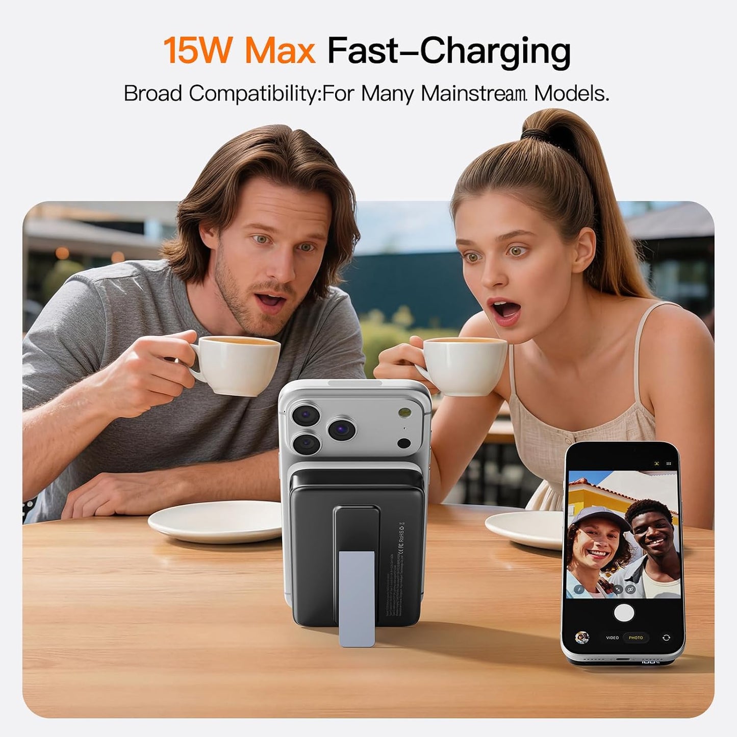 No More Forget Cables! 10000mAh Ultra Slim Magnetic Power Bank, Built-in USB-C & iPhone Cable, 20W Portable Charger with Foldable Stand, for iPhone 17/16/15/14/13/12 Series