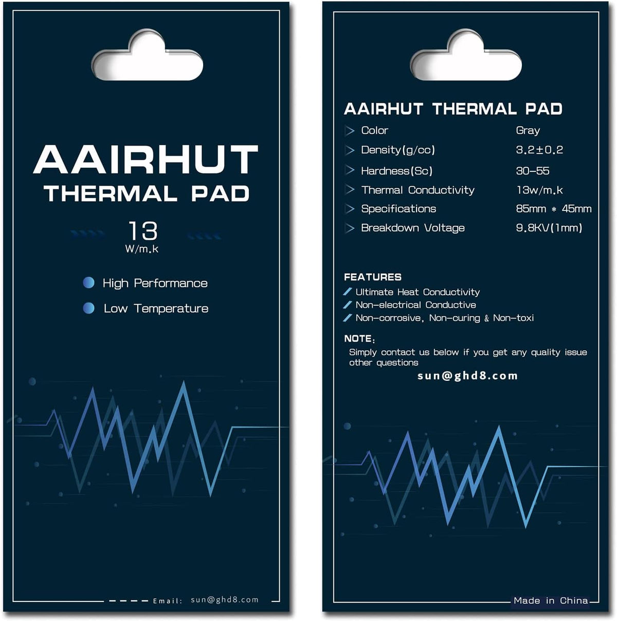 Aairhut Thermal Pad 13W/m.K, 120x120x1mm Silicone Cooling Pad GPU CPU Non-Conductive Heat Resistance Soft Sticky Cover with Dual Self-Adhesive Films for PC Laptop Heatsink/GPU/PS5/Macbook/Graphics