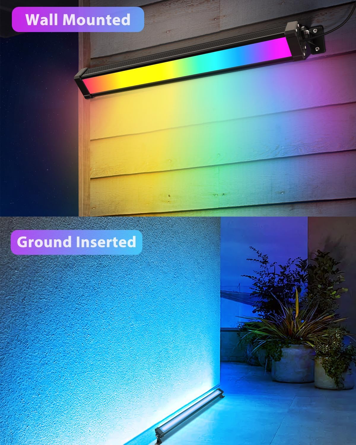 MEIKEE 25W RGBW LED Wall Washer Light, RGB Color Changing LED Strip Lights with Plug, IP66 Waterproof Outdoor RGBW Wall Strip Light Bar Outdoor Lighting for Christmas Halloween Stage 1 Pack