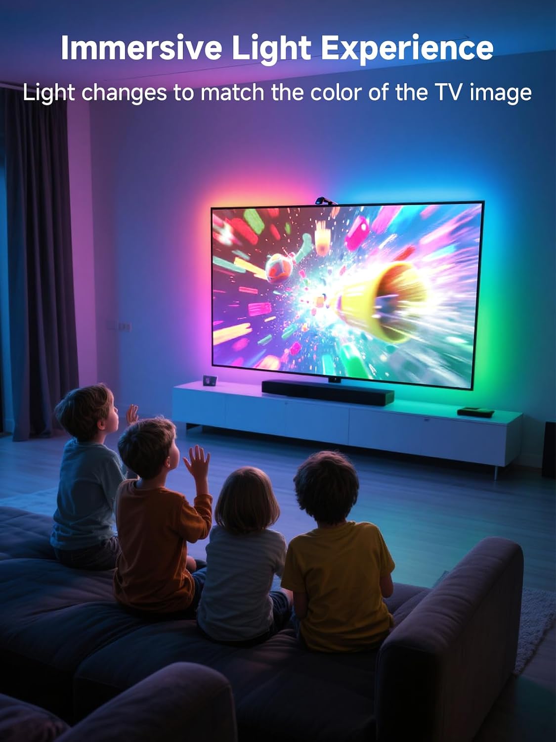 GIPOYENT LED TV Backlights with Camera, 13.7FT TV Lights that Change with for 45-65 in TV, Music Sync LED Strip Light with Smart App Control - RGB Color Changing Light Strip for Bedroom