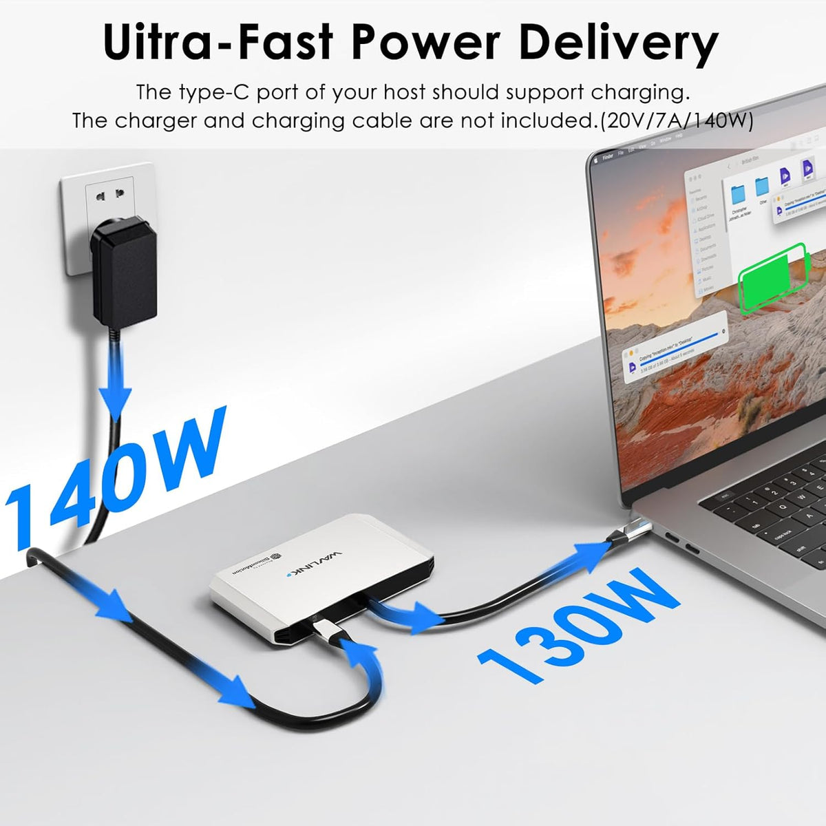 WAVLINK Laptop Docking Station, 4 Monitors for HDMI, Single 4K@144Hz
