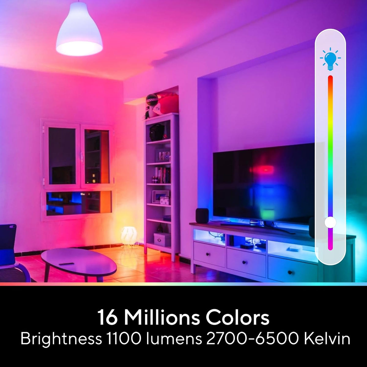 U-tec Smart Light Bulbs, 1100 Lumen, 90+CRI WiFi Mesh & Bluetooth Color Changing A19 Light Bulb, 16 Million DIY Colors RGB Light Bulbs, Compatible with Alexa, Google Assistant Home App, 4 Pack