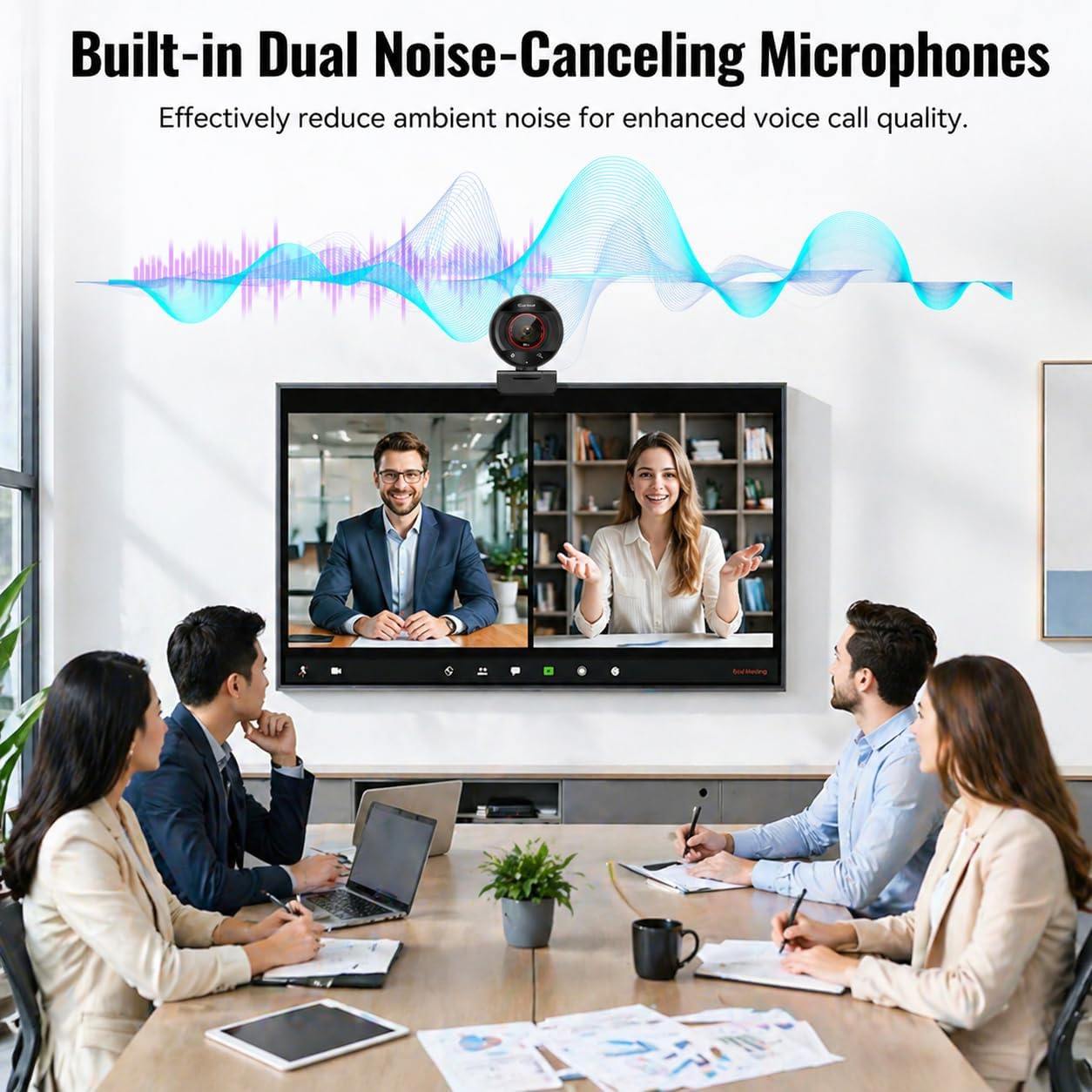 4K Webcam for PC Computer PDAF Autofocus with Built-in Microphone Windows | 1080P@60fps, Privacy Cover, Dual Noise Cancel Mics, 8X Digital Zoom, 78° FOV, Compatible Zoom Teams Twitch Google Meet