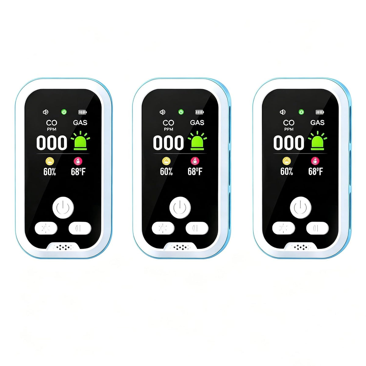 3 Pack 5‑in‑1 Multifunctional Environmental Tester Plug‑in Design Blue