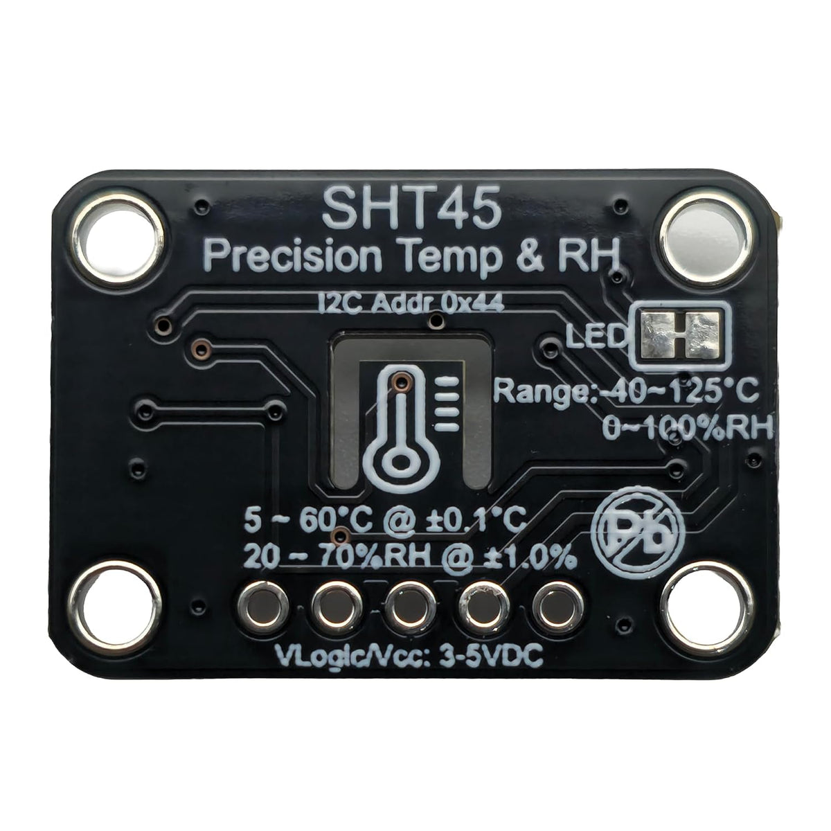 2PCS SHT45 Precision Temperature Humidity Sensor Module, 0.1°C Precision, I2C Interface,Temp/RH, Breakout Board for Arduino ESP32