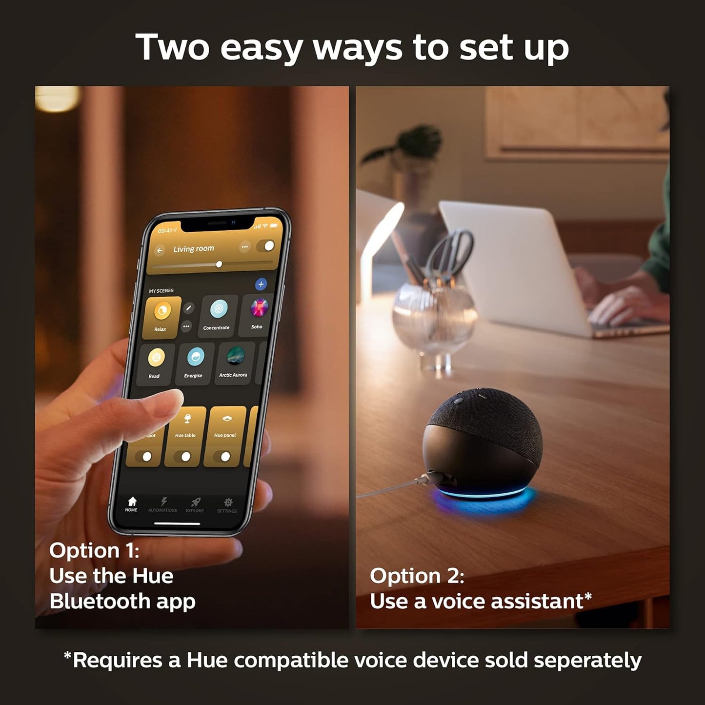 Philips Hue Smart 60W A19 LED Bulb - Soft Warm White Light - 4 Pack - 800LM - E26 - Indoor - Control with Hue App - Compatible with Alexa, Google Assistant and Apple Homekit