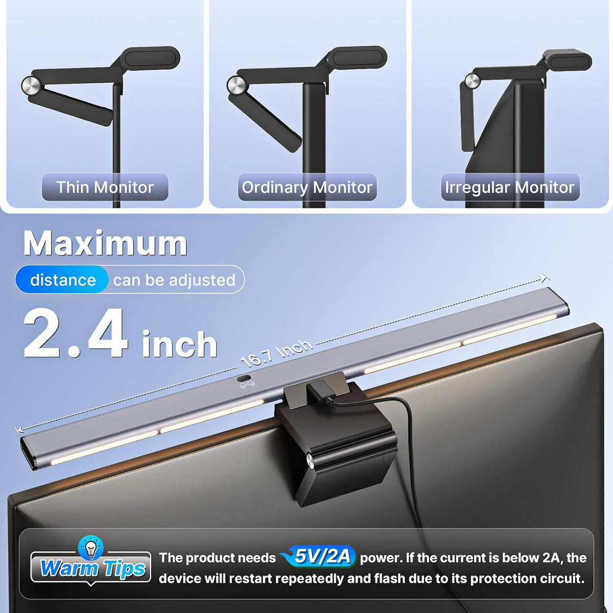 LED Monitor Light Bar, Computer Monitor Lamp for Home Office & Gaming