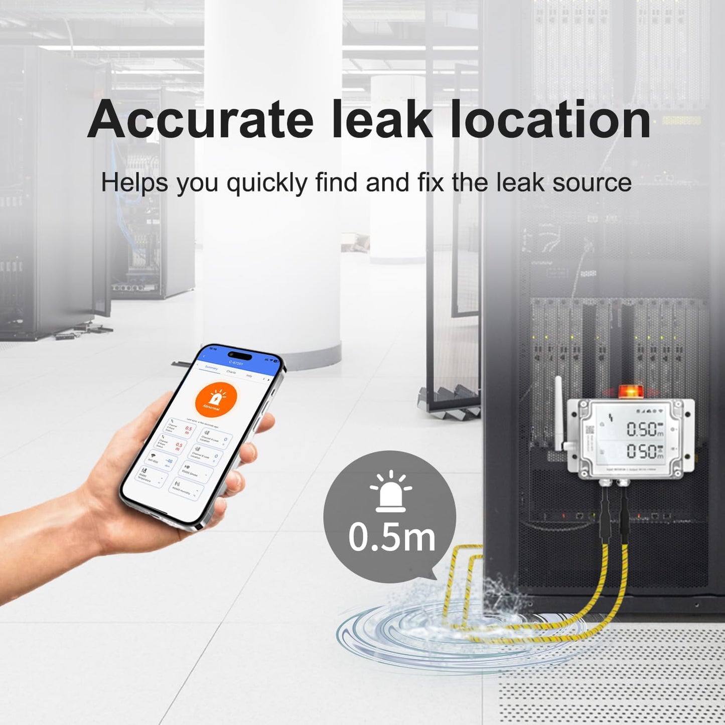 LD1-AETH2L Leak Detector - WiFi and Ethernet, Double-Sided Detection with Alerts, DC12V Relay.No Hub Required