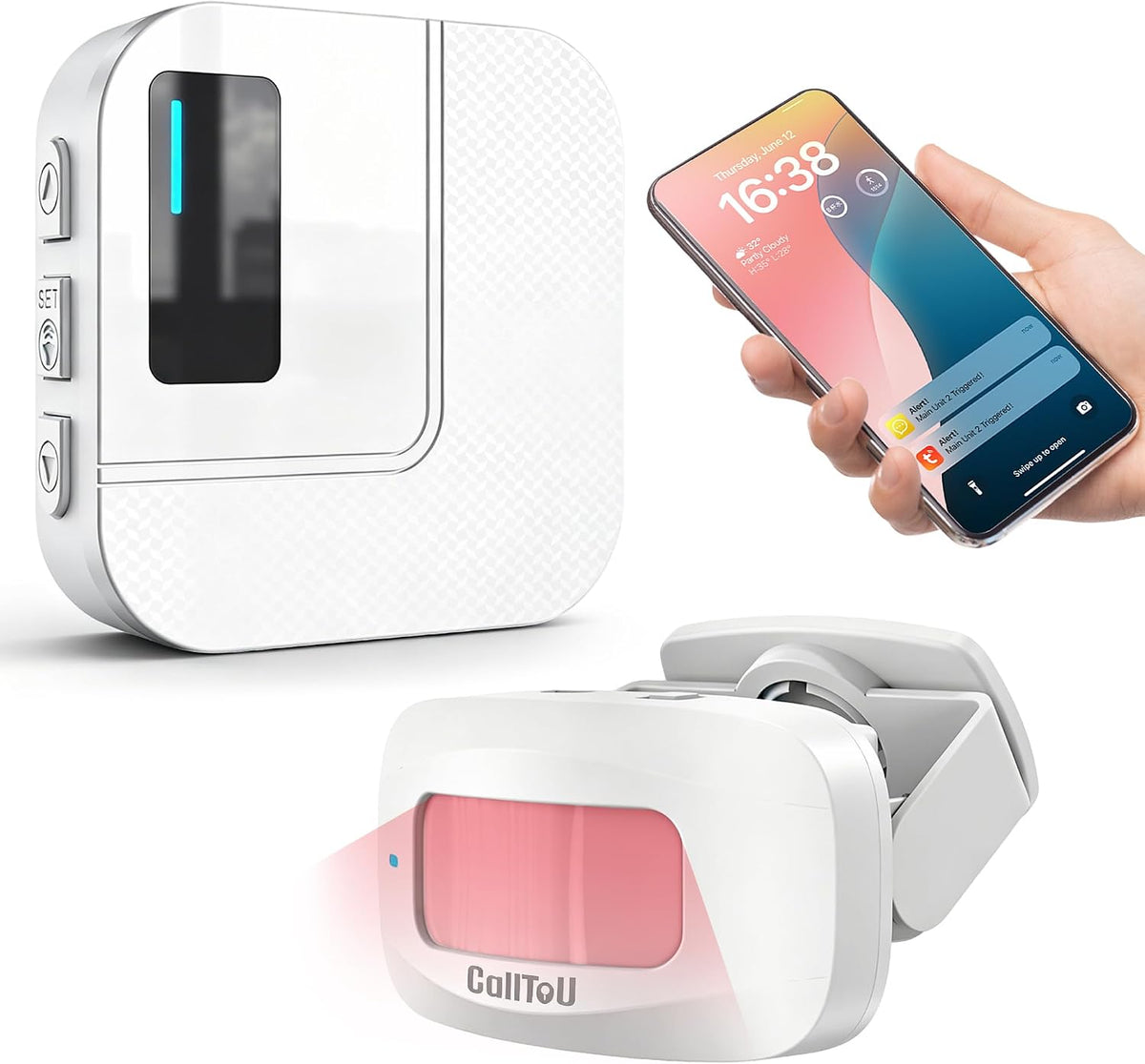 CallToU WiFi Motion Sensor Door Chime, Smart Motion Alert System with App Notifications & Instant Phone Alerts, Entry Sensor for Home, Pet Monitoring, Elderly Care and Store Entrance