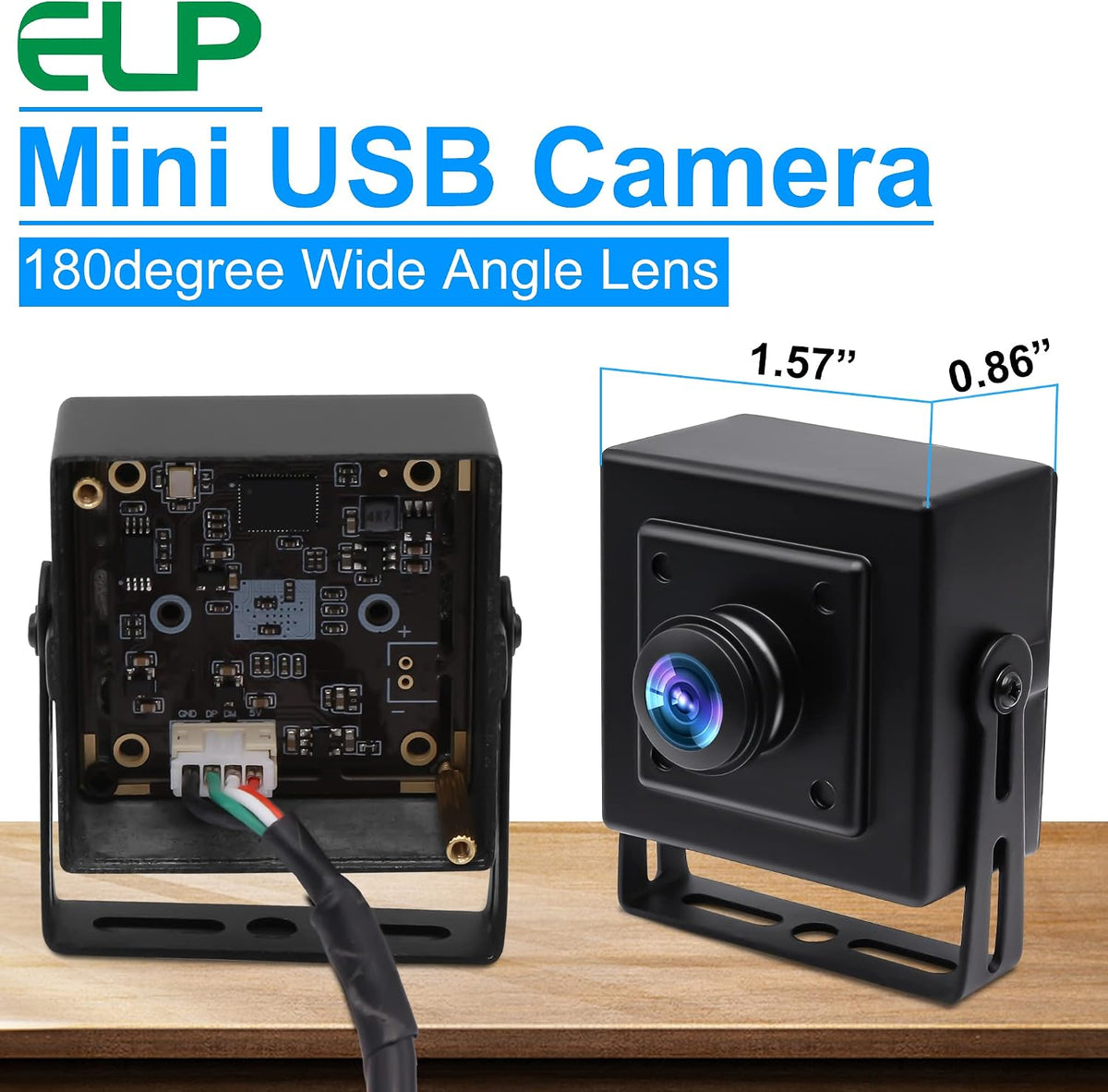 ELP 180degree Fisheye Lens Wide Angle USB Camera 1080P Mini Box Webcam 1080P High Speed UVC USB2.0 PC Camera CMOS OV2710 100fps 60fps 30fps Video Webcam for Computer, Laptop, Jetson Nano