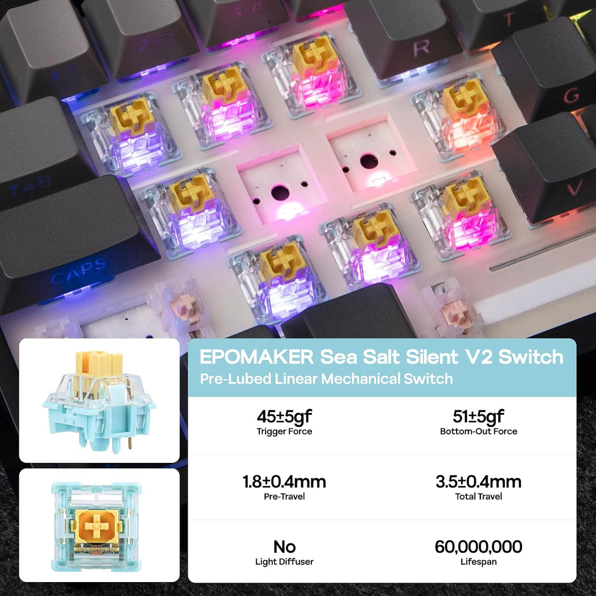 EPOMAKER TH108 Full Size Mechanical Keyboard, Wireless Gaming Keyboard with 10000mAh Battery, Creamy Gasket, 108 Keys, Hot Swap, Custom Driver, RGB Backlight (Black, Sea Salt Silent)