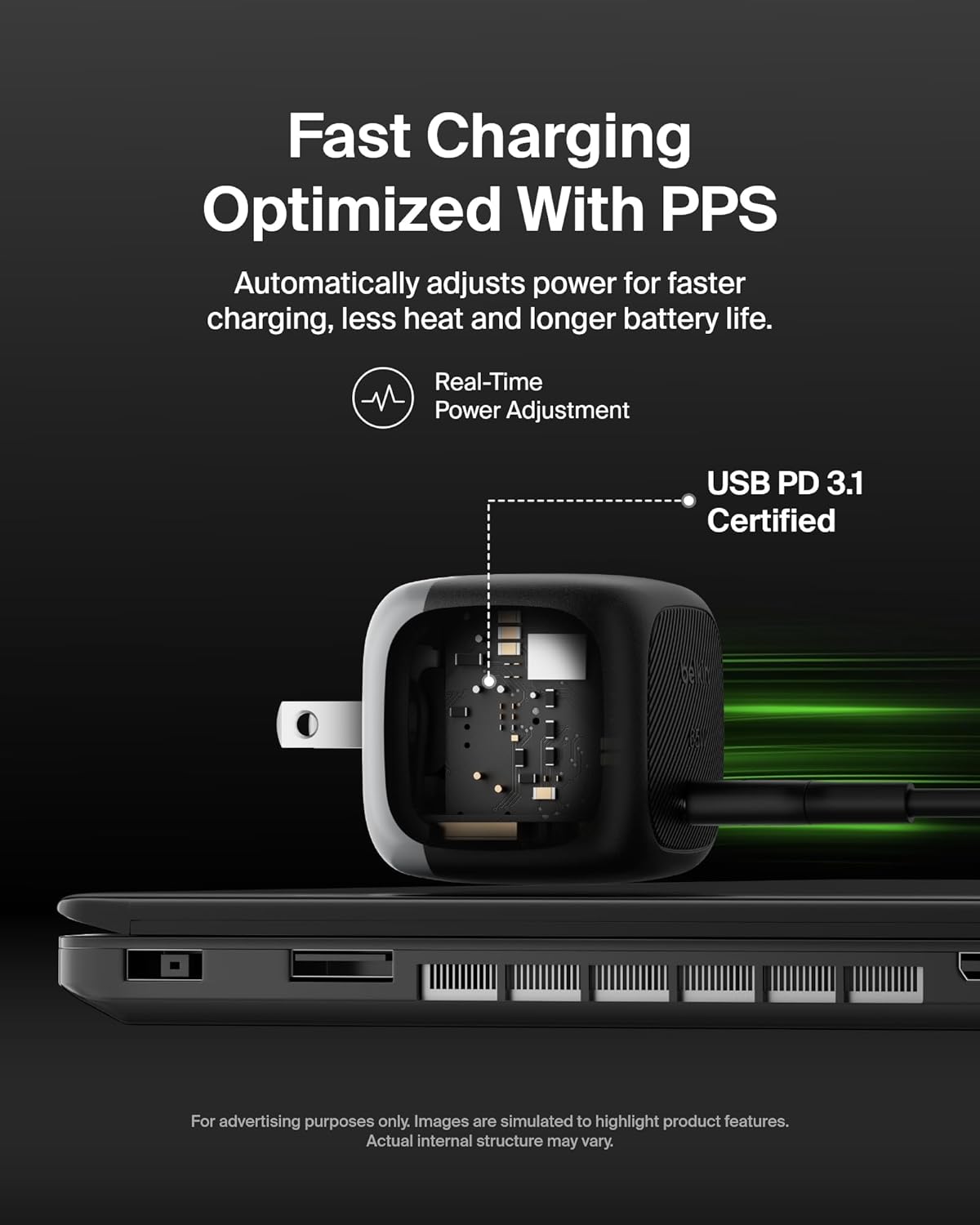 Belkin 65W Compact USB C Charger Block, Fast Charging for Travel | PD 3.1, PPS, Laptop Charger, MacBook, Chromebook, iPad, iPhone 17, Samsung Galaxy, Pixel, Nintendo Switch 2, Foldable Prongs