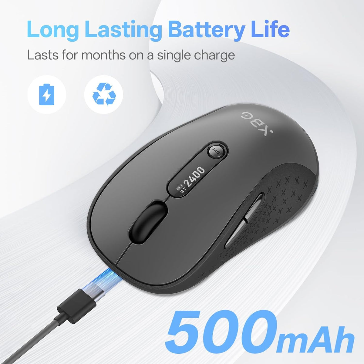 XBG B15Pro Tri-Mode Wireless Bluetooth Mouse with LED Display for Laptop