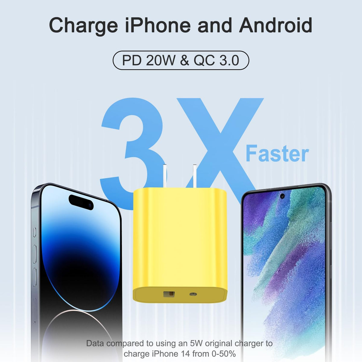 iPhone 17 16 15 Charger Fast Charging USB C Charger Block Type C Chargers Charging Block with 3 Pack 10FT Cable for iPhone 17/17 Plus/17 Pro Max/16/16 Plus/16 Pro Max/15 Pro Max/iPad Pro(Yellow)