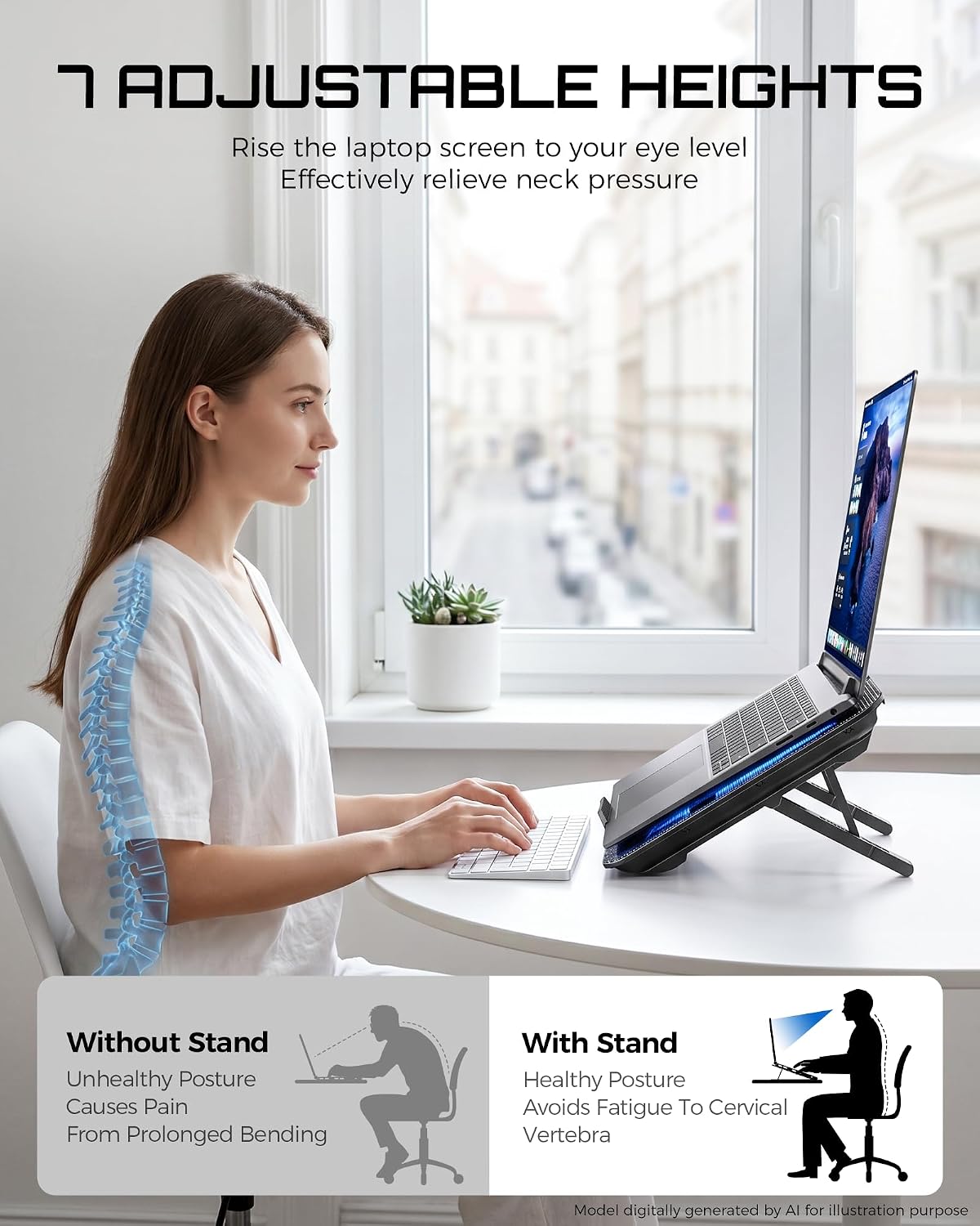 Laptop Cooling Pad for 12-17.3 Inch Laptops, Slim Stand with 6 Quiet Fans