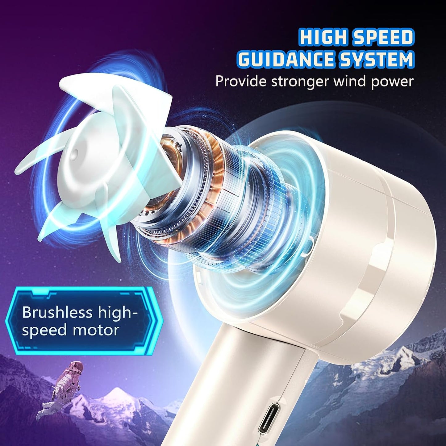 Portable High Speed Mini Handheld Fan, USB Rechargeable Neck Personal Mini Fan(7000 RPM high speed motor,Lasts 4-16 Hours) 4-speed powerful Wind Fans for Summer Outdoor Traveling,Gifts for Kids