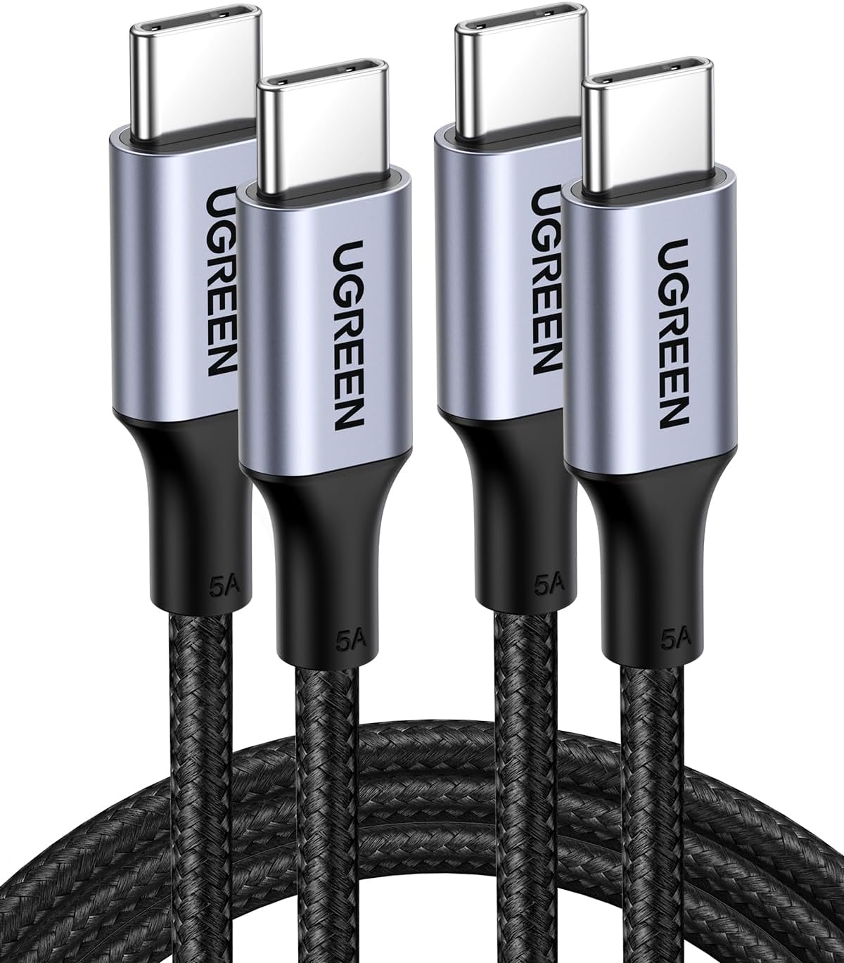 UGREEN 100W USB C to USB C Cable, Fast Charging, 2-Pack, 3.3ft, Black | For iPhone 17/16/15, MacBook Pro/Air, iPad Pro/Air/Mini, Galaxy S26/S25/S24, XPS, Pixel, Switch. Built-in E-marker chip
