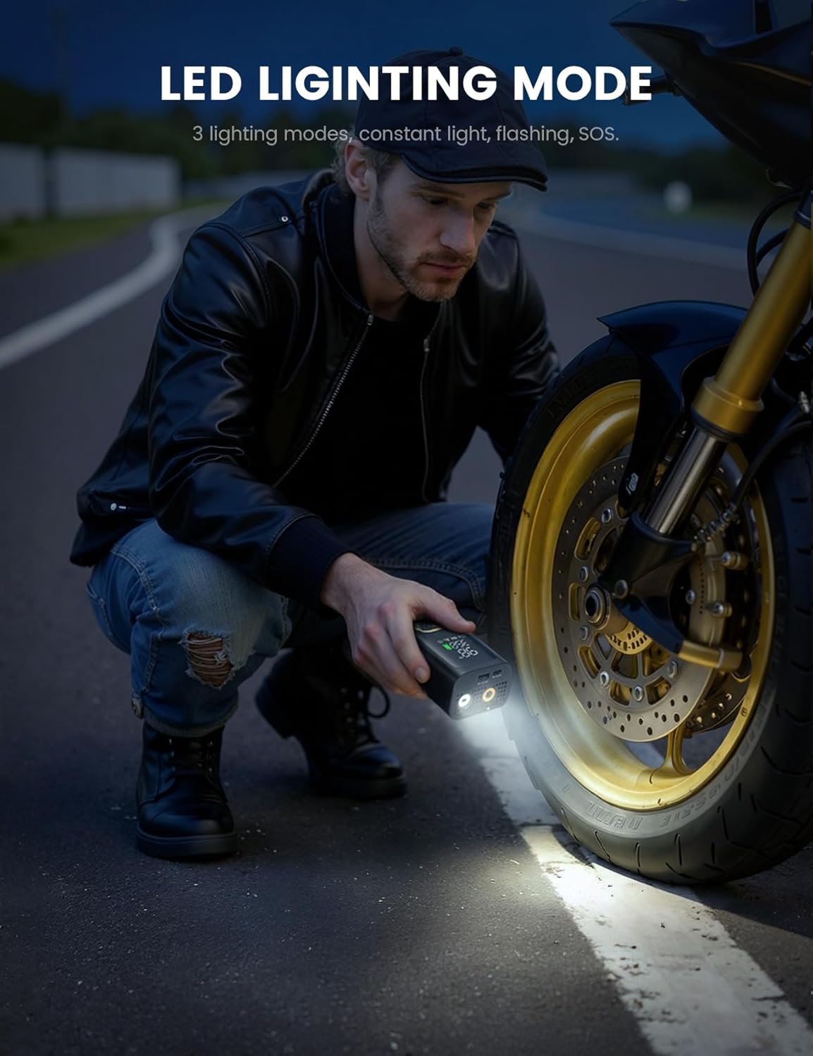 Lamicall Car Tire Inflator Portable Air Compressor, 4X Faster, 150 PSI | with Auto Stop, Rechargeable, Pressure Gauge Display, LED Light, Car Accessories Automatic Air Pump for Motorcycle Bike Ball