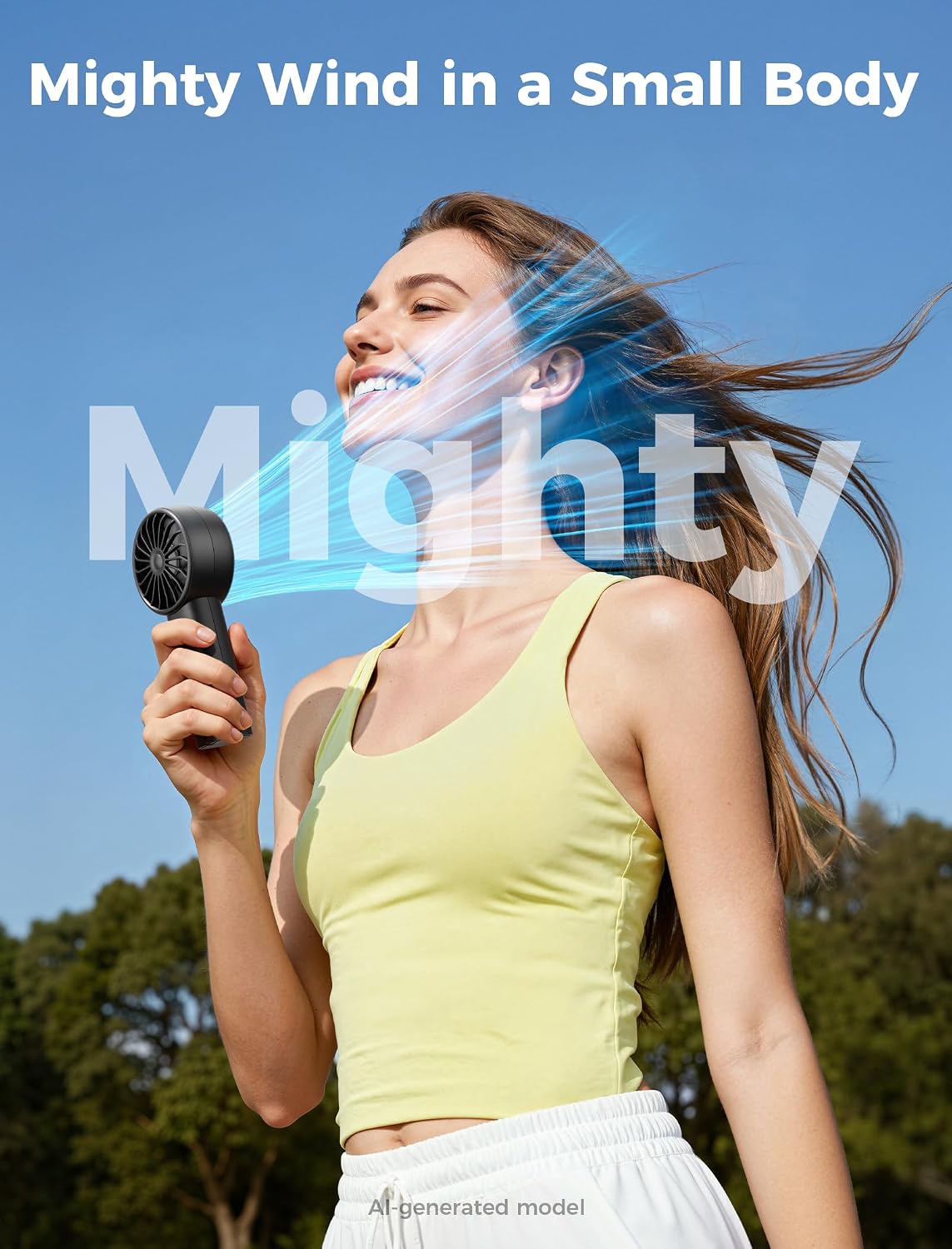 Aecooly Mighty Portable Fan, Powerful Handheld Fan, USB Rechargeable | [10H Max Cooling Time], Mini Personal Battery Powered, Pocket for Travel, Summer, Gifts for Women, Girls -Black