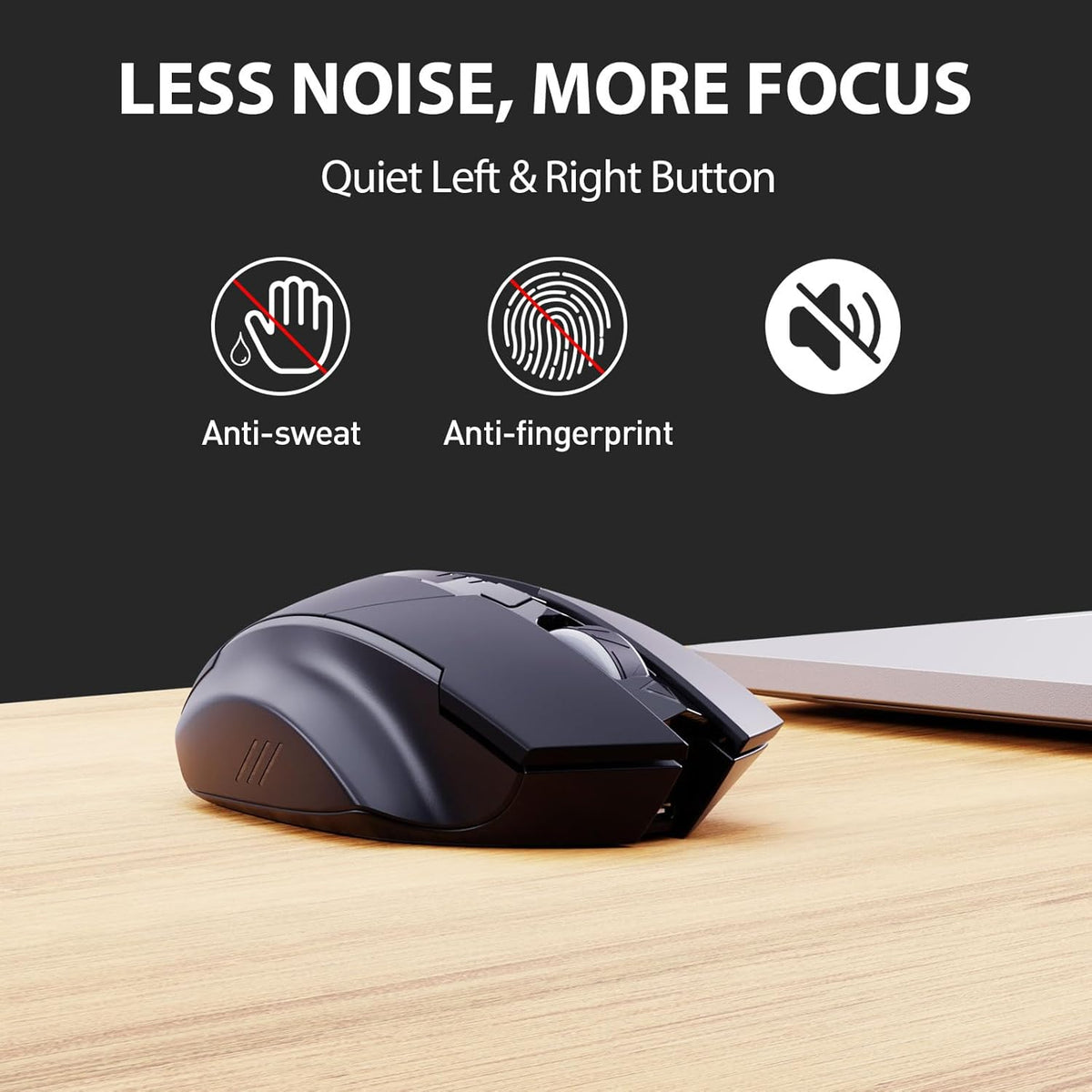 INPHIC Wireless Mouse Rechargeable, [Battery Level Visible], Silent Click USB 2.4G Cordless Mouse for Laptop PC Computer Tablets, 6 Buttons, 2400DPI 4 Adjustment Levels, Black