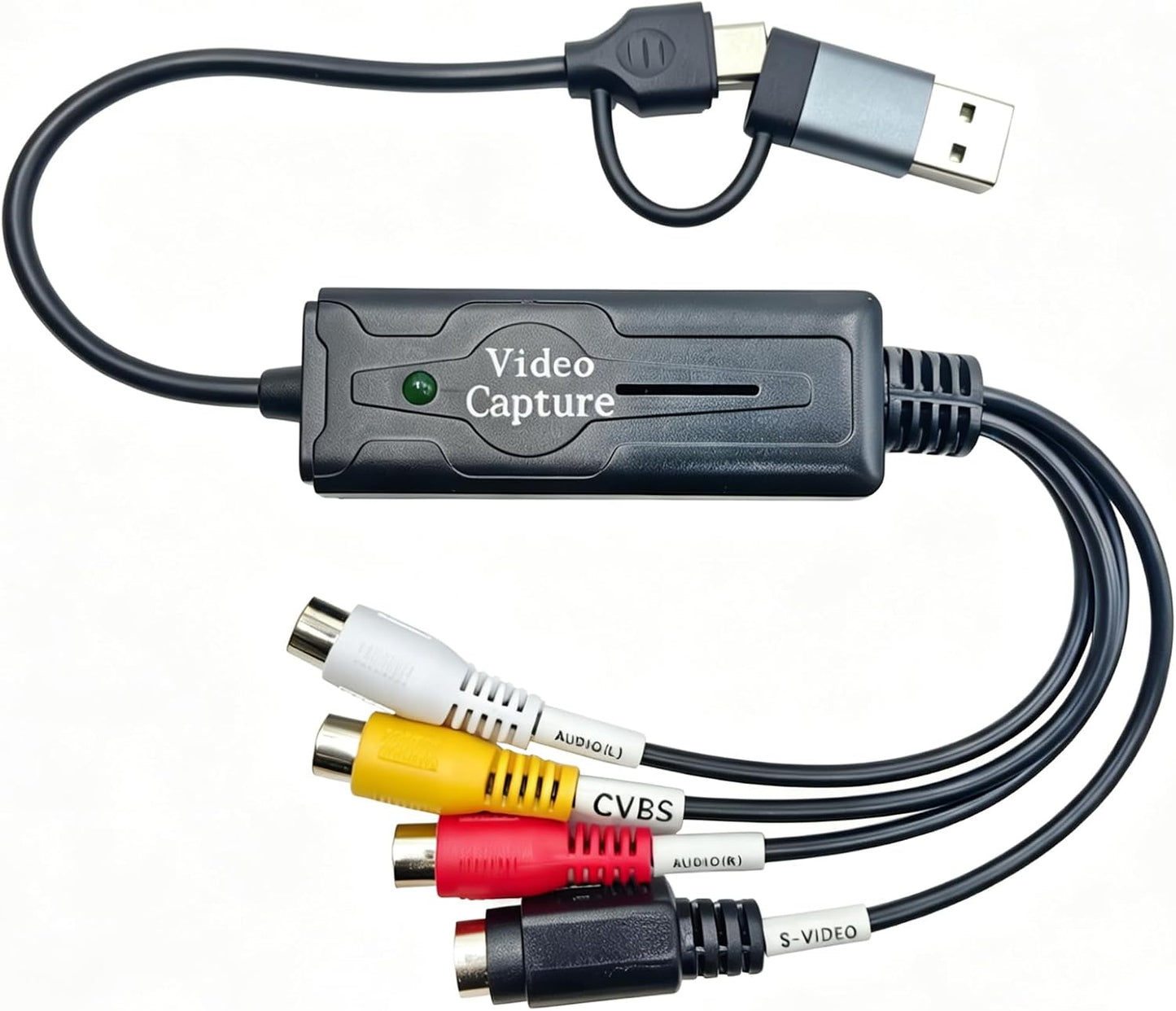 VHS to Digital Video Capture Card for VCR, Hi8, Mini DV Tapes - Plug & Play | Dual USB & Type-C Easily convert VHS, camcorder & old console videos to digital, Plug and play