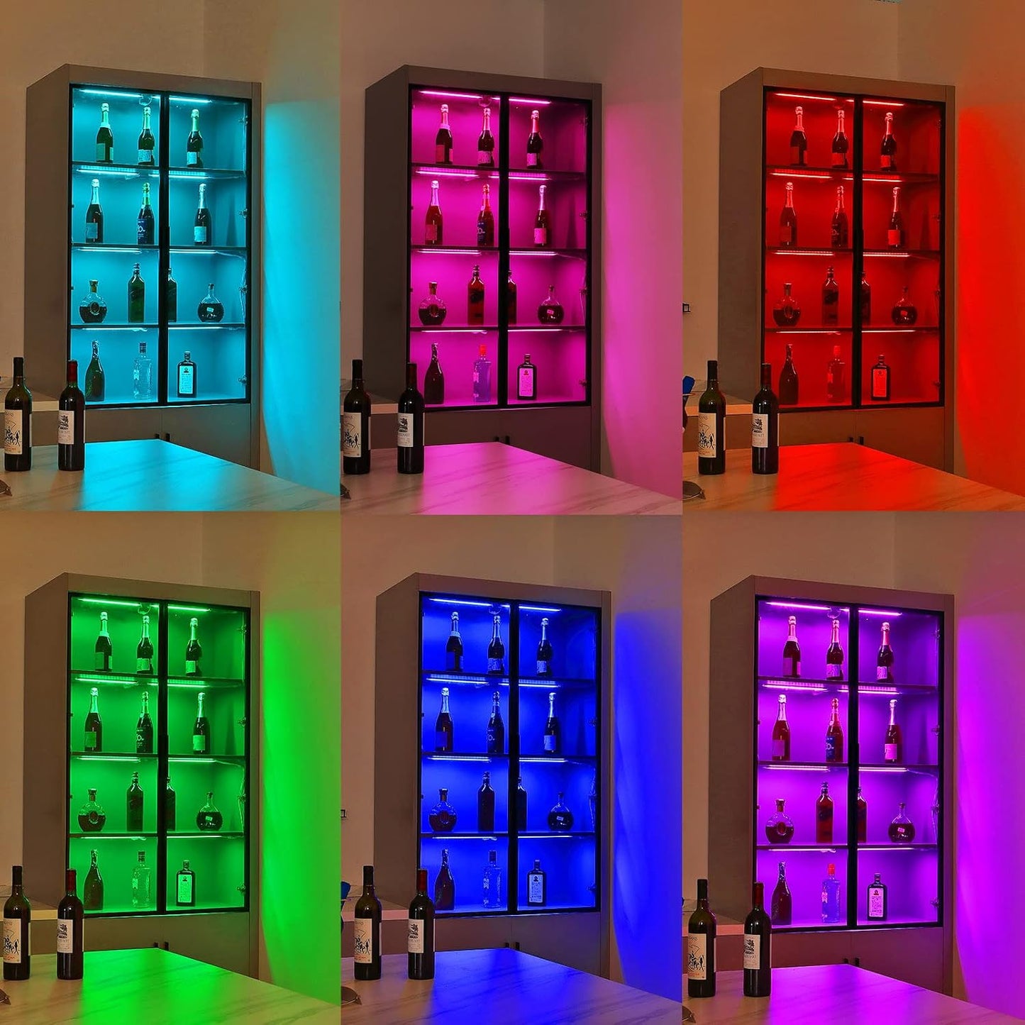Under Cabinet LED Light. RGBW. Color Change & Super Bright 4000K | Remote with Dimming. 6 LED Light Bars with Power Adapter, Extension Cable. Plug in. Easy to Install. RGB + 4000K