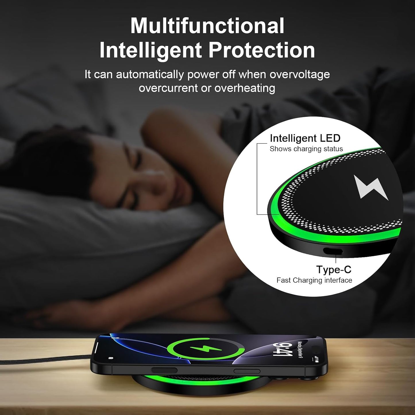 Wireless Charger Samsung Fast Charging Pad for Galaxy S26/S25 Ultra/S25 Plus/S24 FE Ultra/S23/S22/S21/Z Flip Fold 6,15W Wireless Phone Charger Android Charging Mat Station for Google Pixel 9a 9 Pro XL