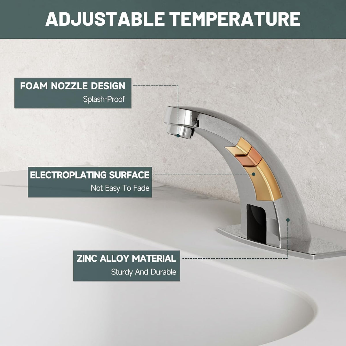 Chrome Touchless Bathroom Sink Faucet, Sensor Faucets