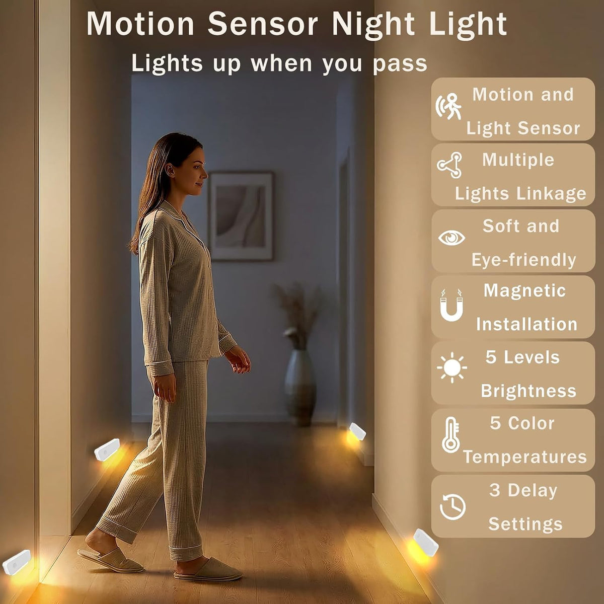 ROOKIELEDS Smart Motion Stair Light, One-On-All-On, Long-Lasting Power