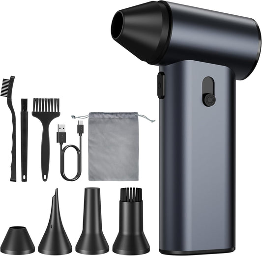 Compressed Air Duster,110,000RPM Super Power 6-Speed Adjustable Rechargeable Cordless Electric Air Duster,Mini Air Blower for PC Keyboard Car Home Cleaning